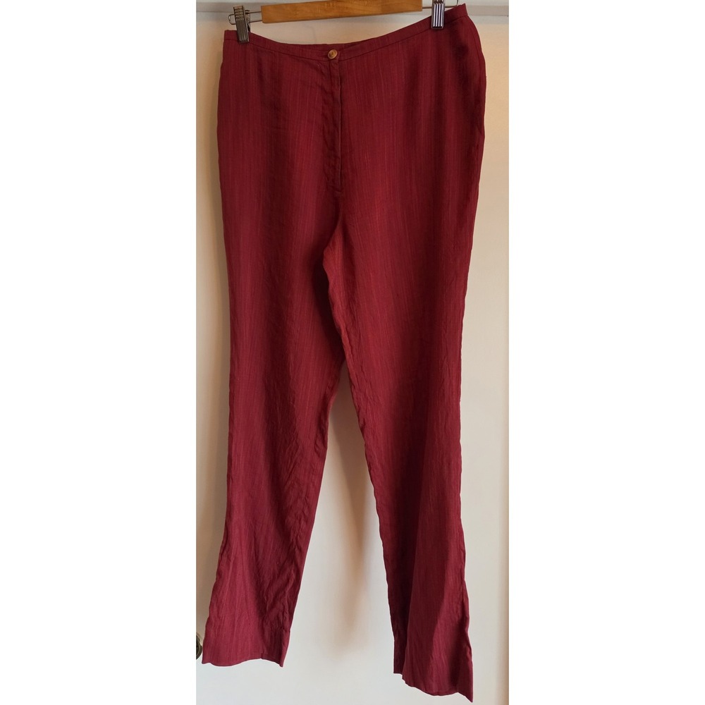 Piazza Sempione Women Pants Size 30 Waist Solid Red Straight Trousers Slacks